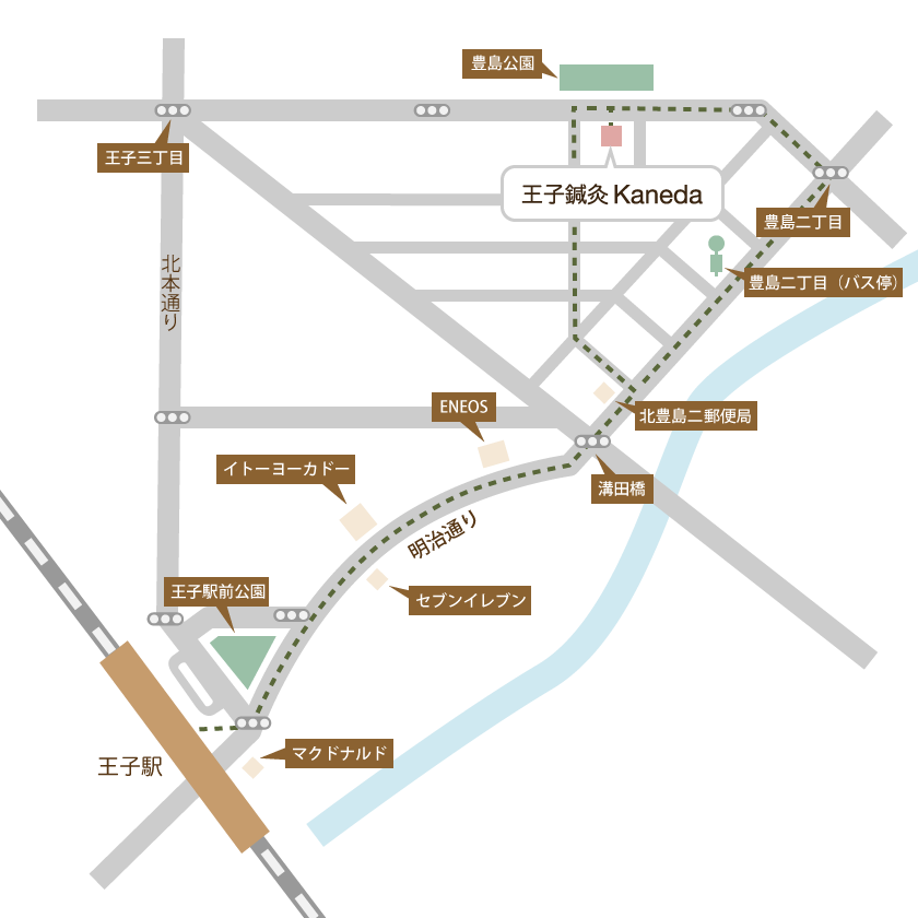 王子鍼灸Kaneda　地図